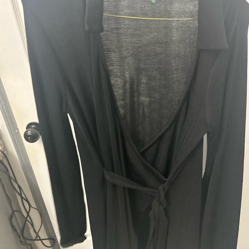 NWOT Elegant Black Wrap Dress with Tie Waist